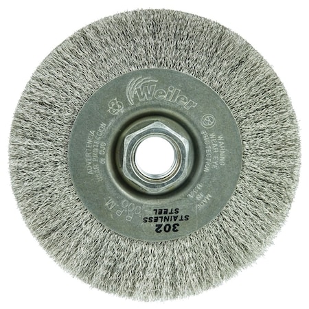 Weiler 4" Narrow Face Crimped Wire Wheel, .006 Fill, 5/8"-11 UNC Nut 156